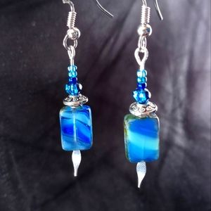 Blue beaded earrings